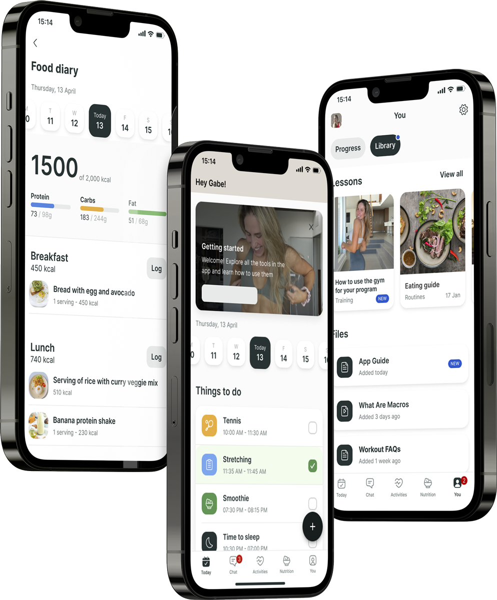 A mockup of the coaching app showcasing the features.